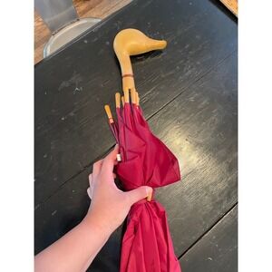 Aramis Fowl Weather Friend Umbrella Burgundy carved Wood Duck Head Handle New